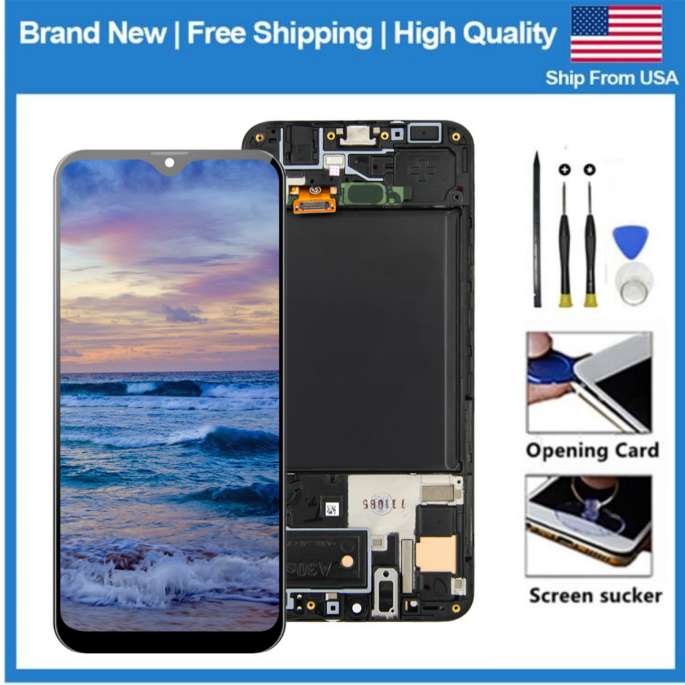 For Samsung A30s A307F SM-A307FN A307GN LCD Display Digitizer Touch Screen Frame