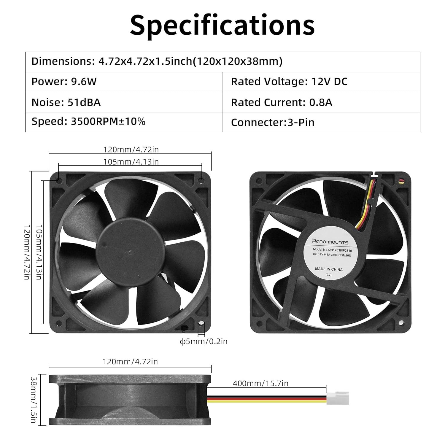 12V DC 120mm Waterproof High-Speed Brushless Cooling Fan for Outdoor Use