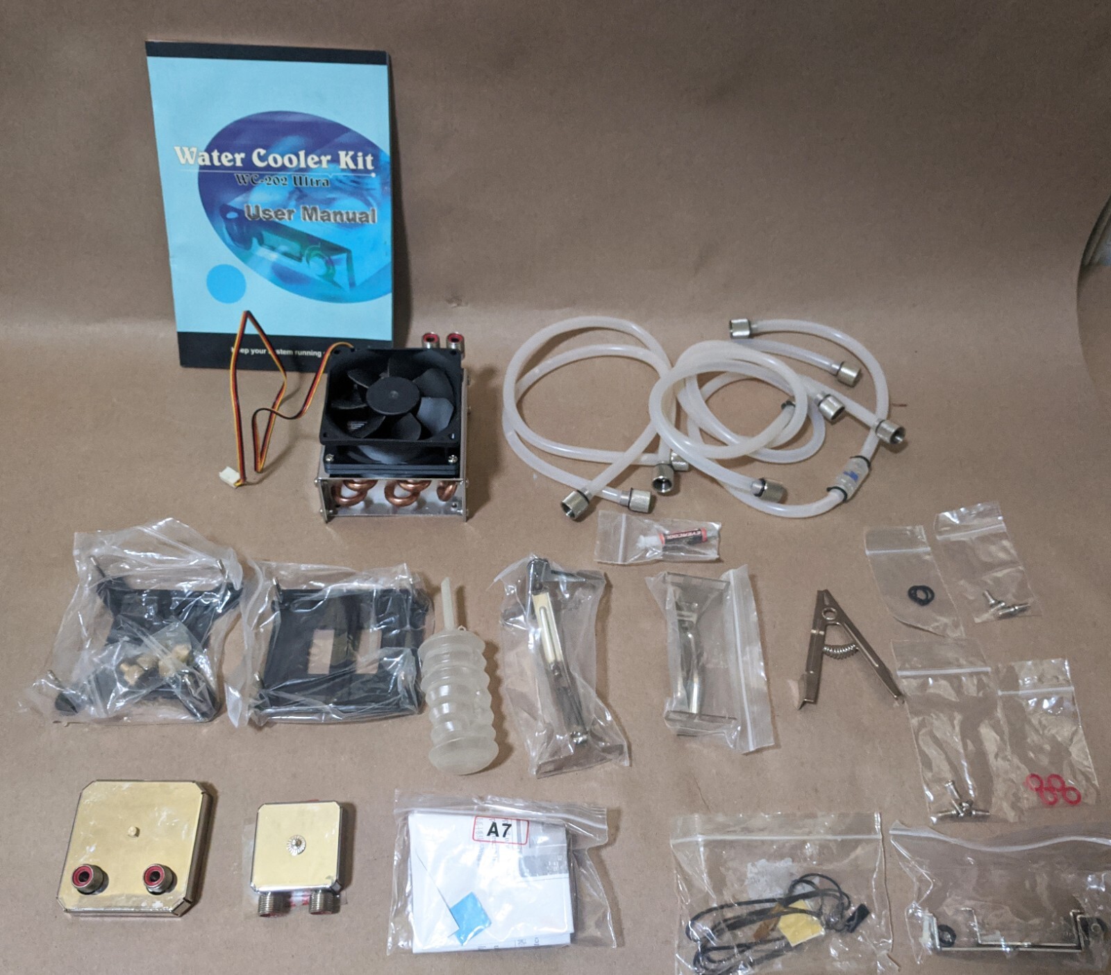 USED: Evercool WC-202 Overclocking Water Cooler Accessories ONLY + CPU Fan