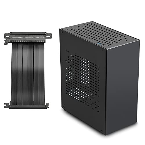 Aluminum Mini ITX Case with PCIe 3.0 Riser, Mini PC Case, SFF Small Form Black