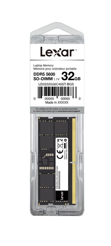 Lexar SODIMM 32GB DDR5 5600Mhz 262pin CL46 1.1V Blister Pac LD5S32G56C46ST-BGS