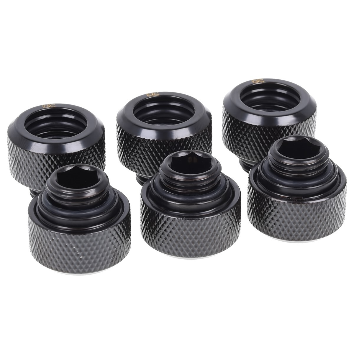 Alphacool G1/4″ Fitting for Acrylic/Brass Hard Tubes, 13mm OD, Black, 6pk
