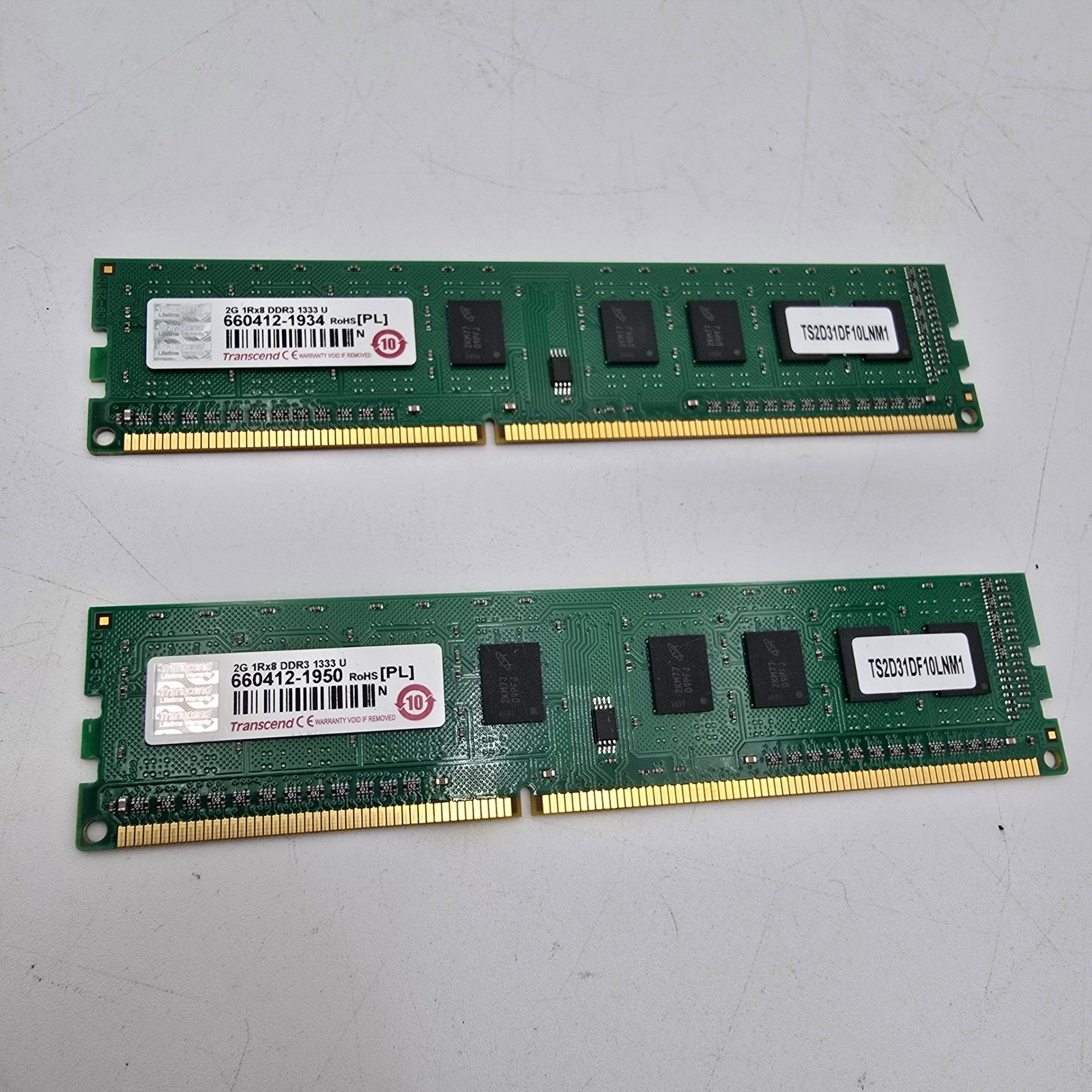 2x Transcend 2GB DDR3 1333MHz PC3 10600U RAM Memory Modules Kit