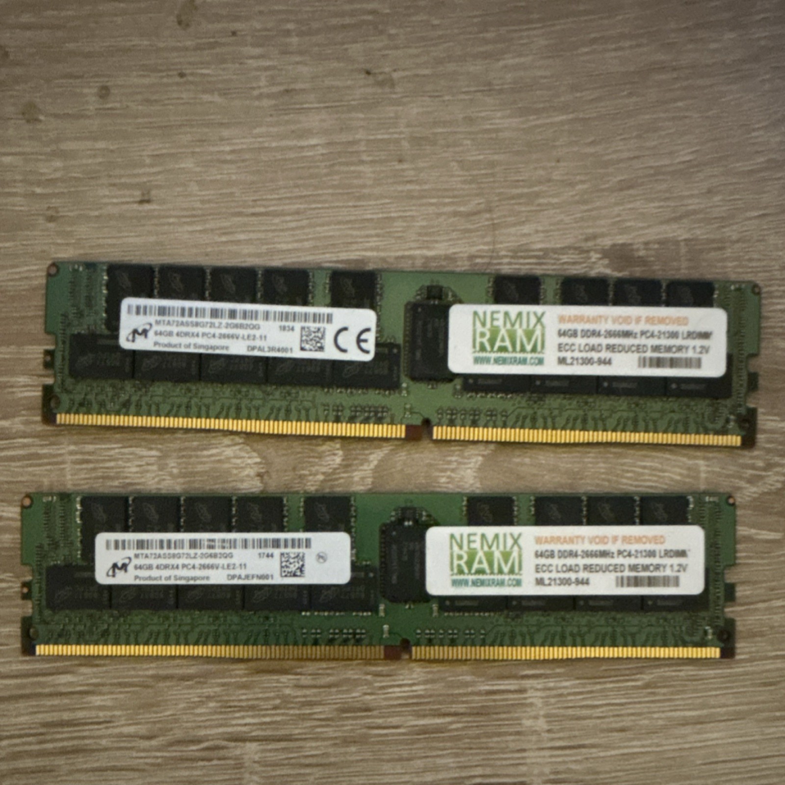 Nemix RAM DDR4 128GB (2x64GB) PC4-2666V Server Ram