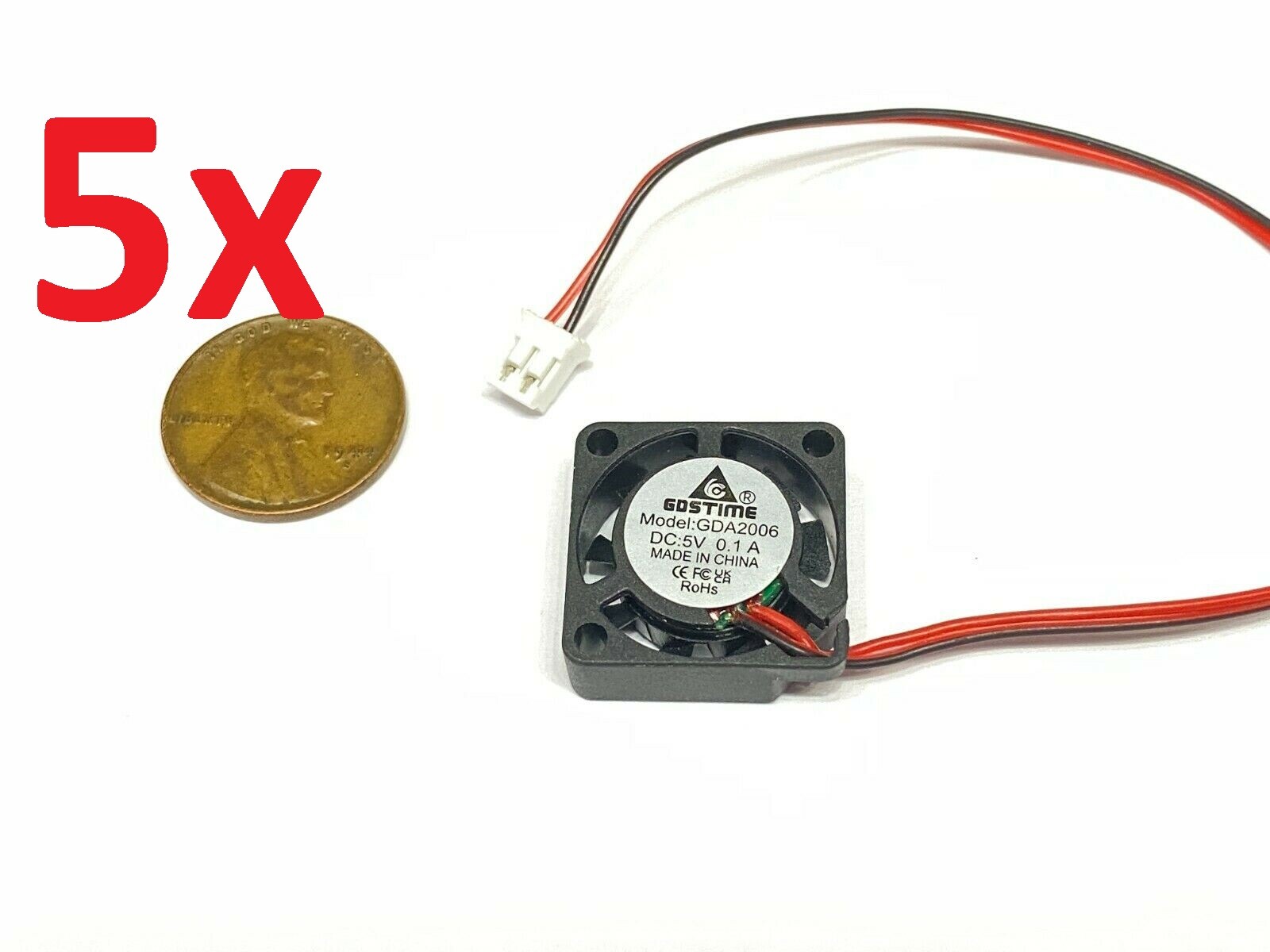5 Pieces 2006 micro Small 5V DC Cooling Fan 20mm 6mm 2 Pin Mini axial 2cm E36