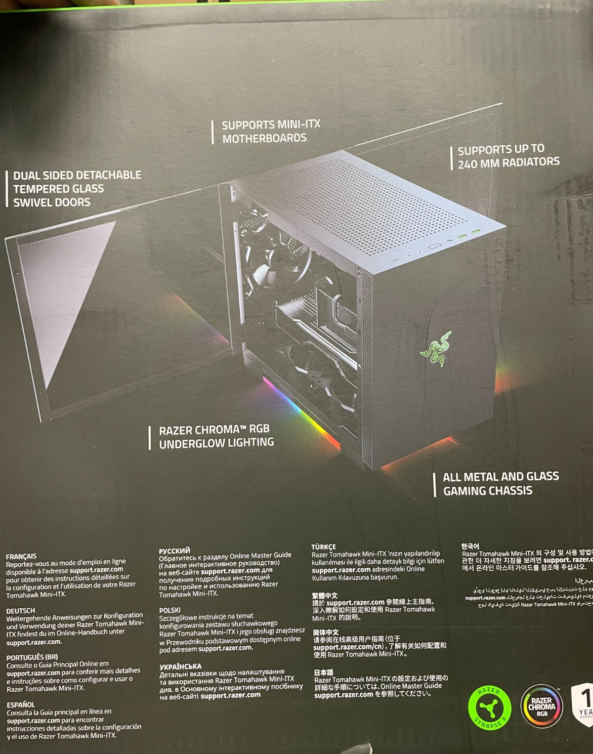 Razer Tomahawk Mini-ITX Mini Tower Gaming PC Case Tempered Glass Chroma RGB NEW