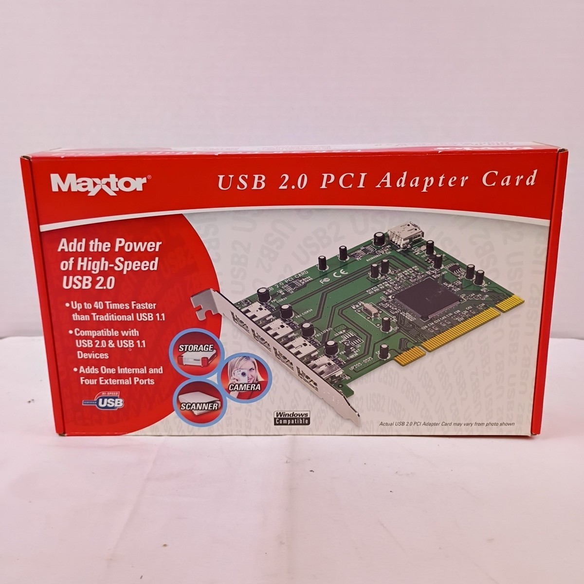 Maxtor USB 2.0 PCI Adapter Card One Internal and Four External Ports Open Box