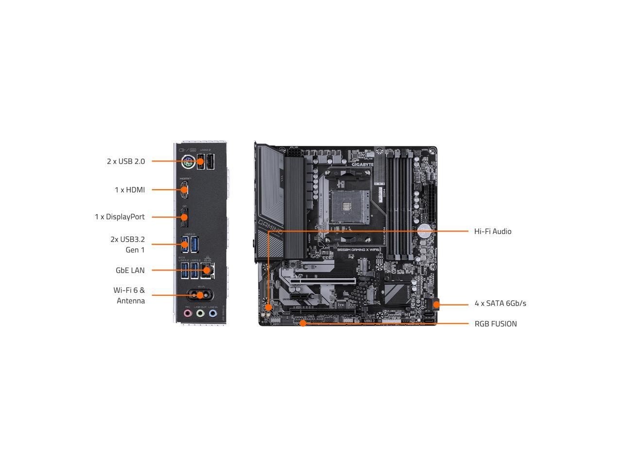 GIGABYTE B550M GAMING X WIFI6 AM4 AMD B550 Micro ATX Motherboard