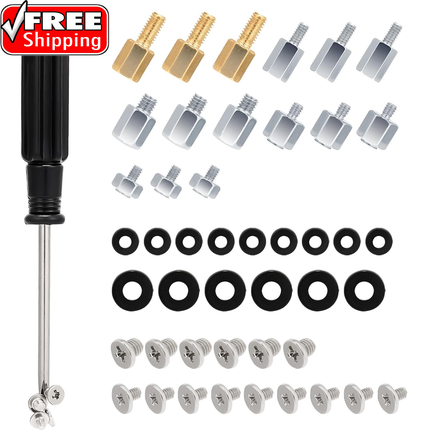 46PCS NVME M.2 SSD Mounting Screws M.2 SSD Screw Kit for Asus Gigabyte Asrock Ms