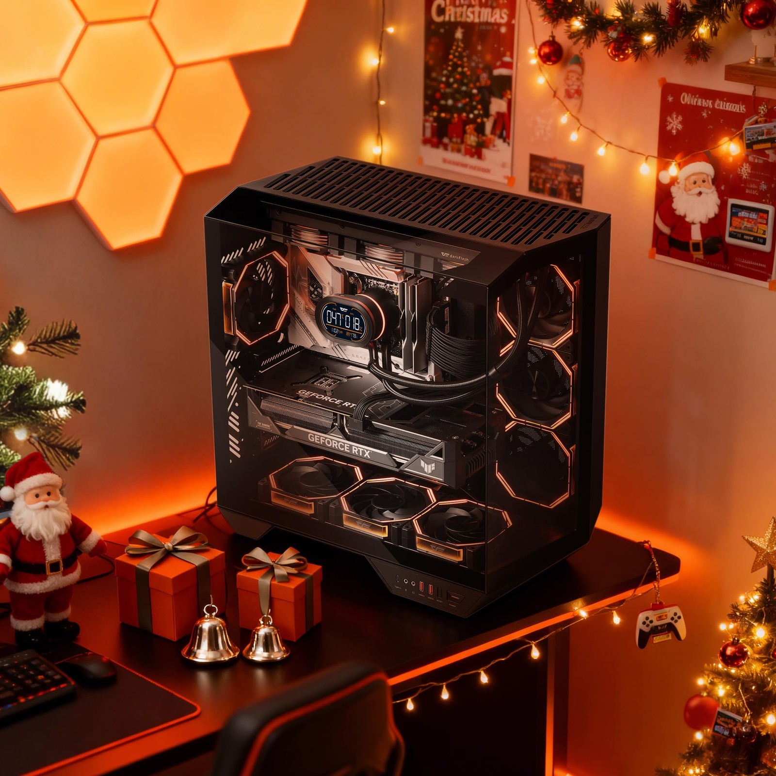 darkFlash Full-Tower ATX Gaming PC Case, Back Plug-i