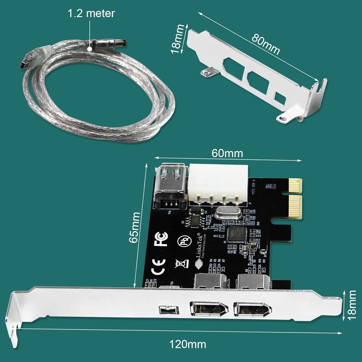 FireWire 400 Expansion Card for Windows PCs – 4 Ports 1394A
