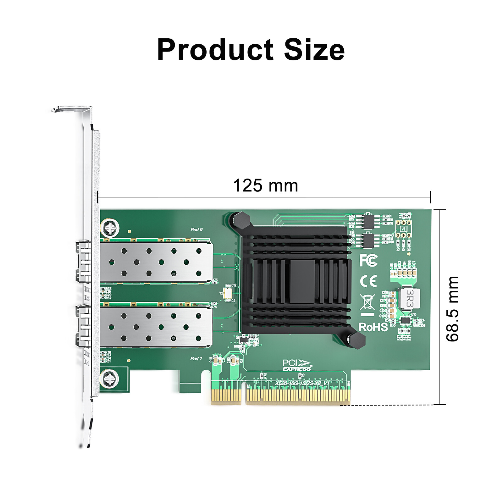 For Intel X520-DA2 w/ 82599EN Controller 10Gb Dual SFP+ to PCIe x8 Network Card