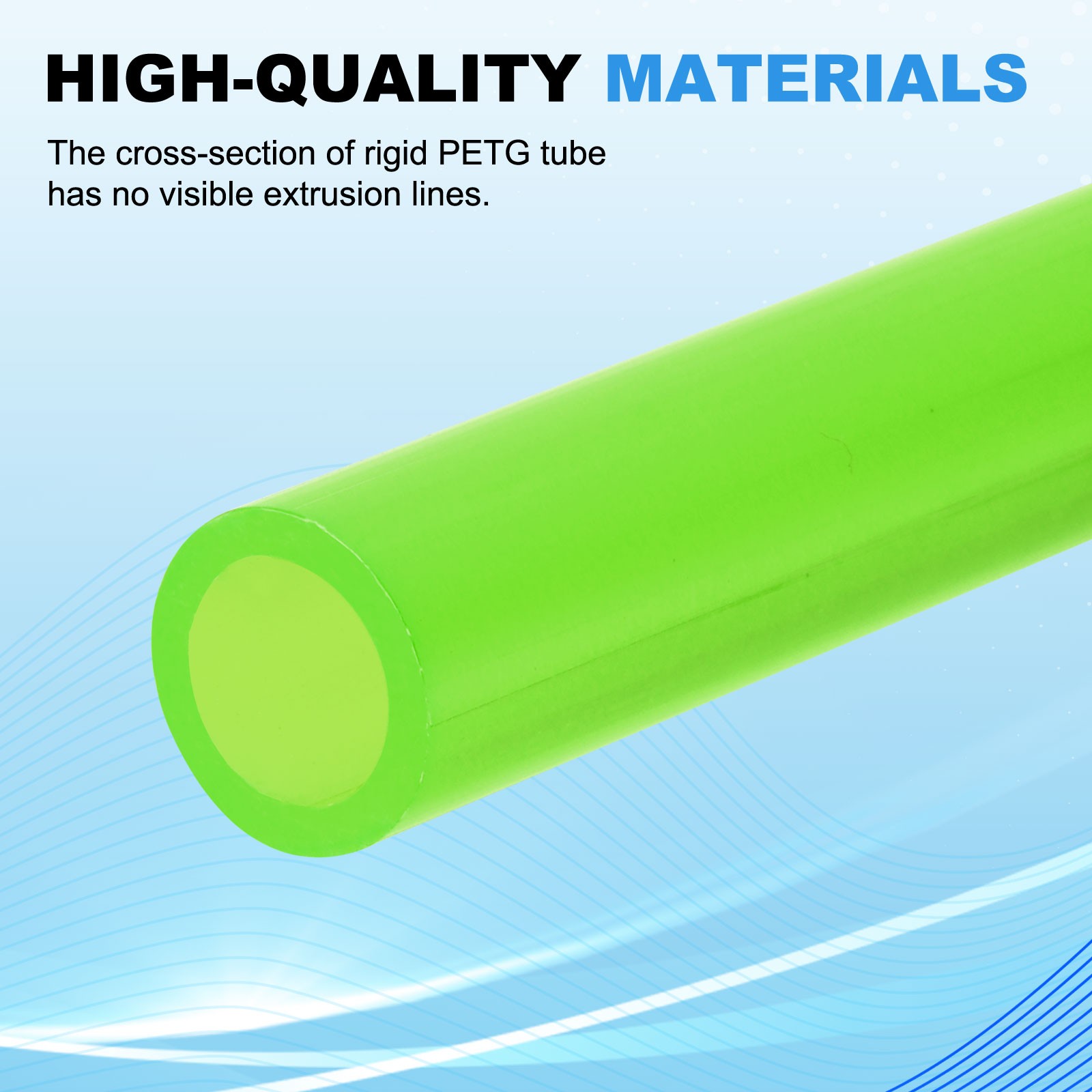 10mmID 14mmOD 500mm Length Rigid PETG Tube, 6PCS Water Cooling Hard Tubes, Green