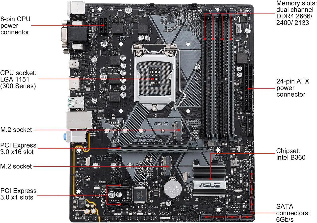 Brand-New ASUS PRIME B360M-A INTEL LGA1151 DDR4 HDMI VGA Micro ATX Motherboard