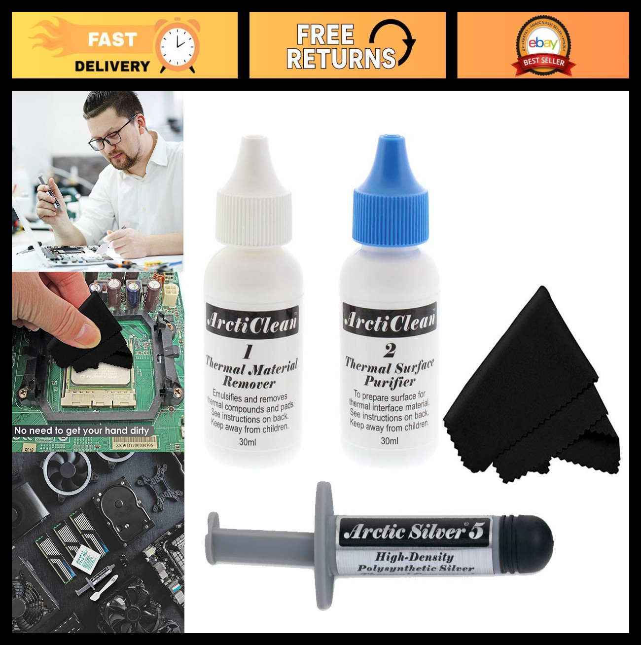 High-Density Thermal Paste 3.5g – Polysynthetic Silver Cooling Compound Bundle