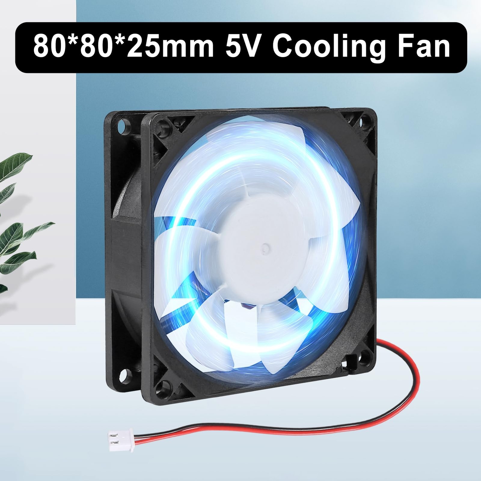 DORHEA 2Pcs 80mm/3.15inch for DC Fan 5V Computer Case 2pcs 5v 2pin