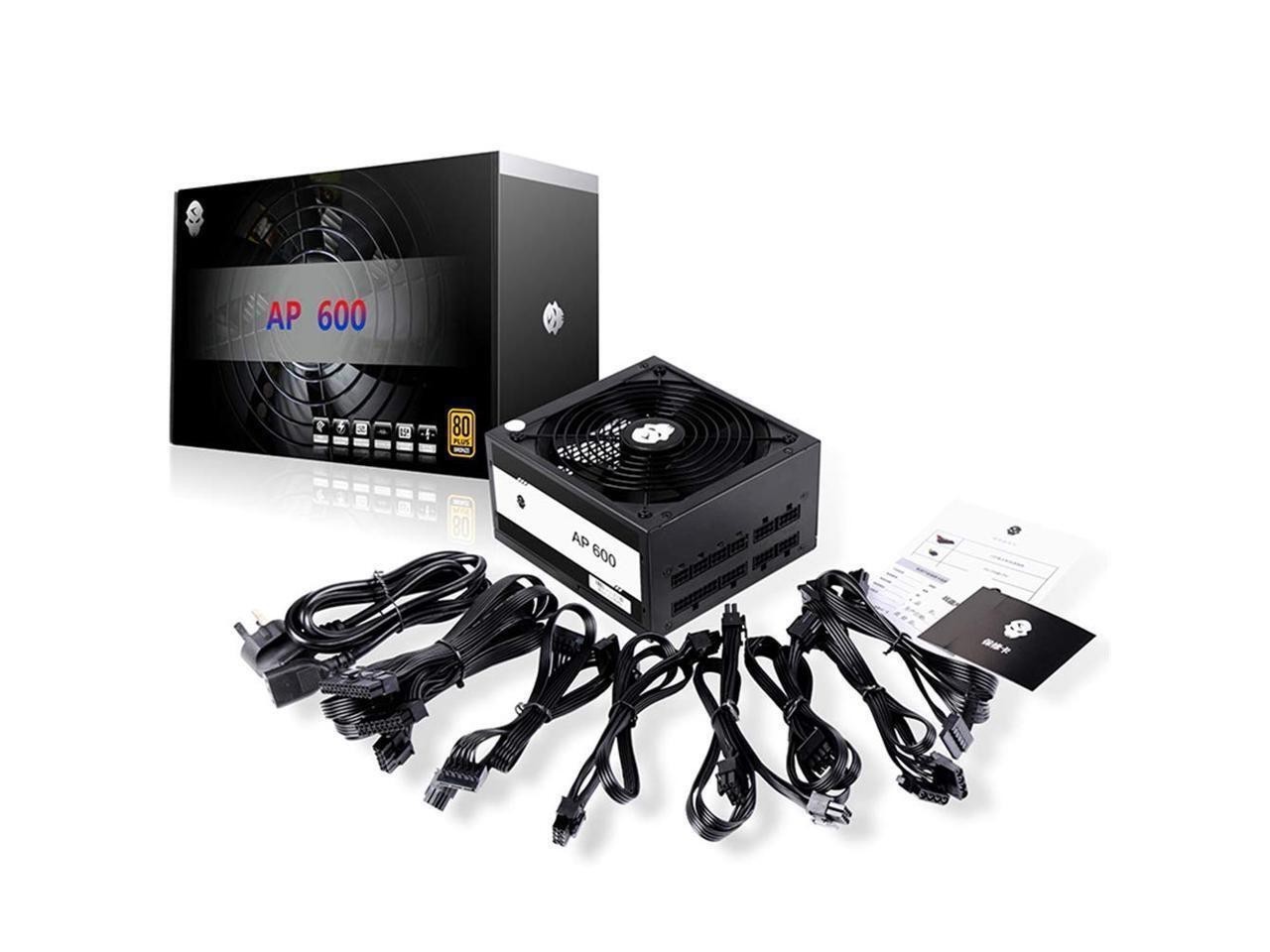 COOLMOON Gaming 80 Plus Bronze 600W Power Supply PSU Full Modular Silent Black