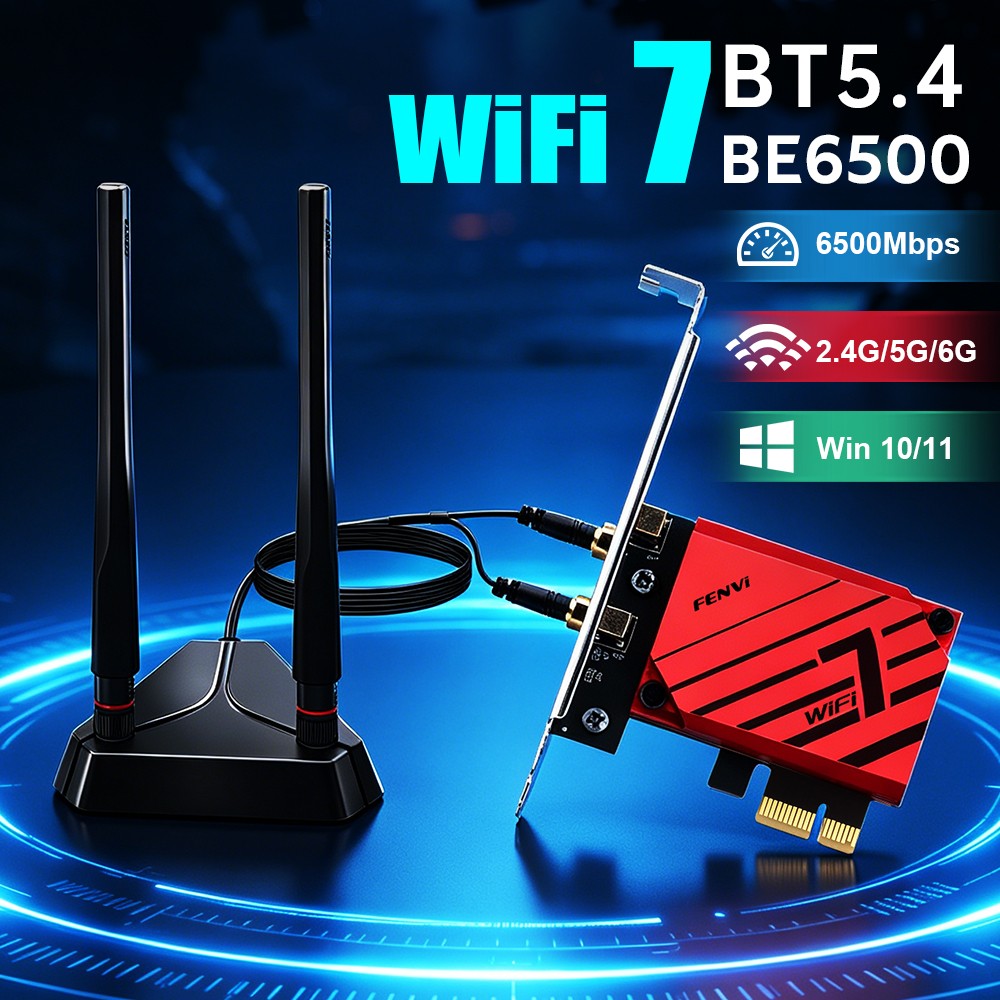 WiFi 7 BE6500 PCIe Card Tri-Band Bluetooth 5.4 Desktop PC 802.11be WiFi Adapter