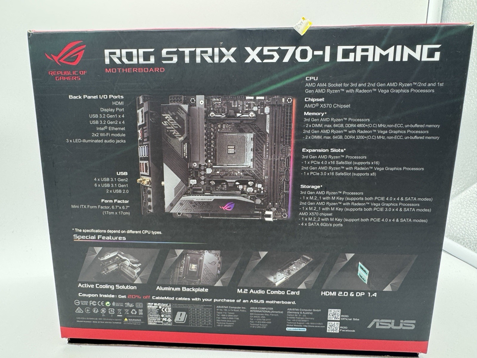 AMD ASUS Rog STRIX X570-i Gaming AM4 Ryzen 9 5950X 32GB DDR4 and EKWB Waterblock