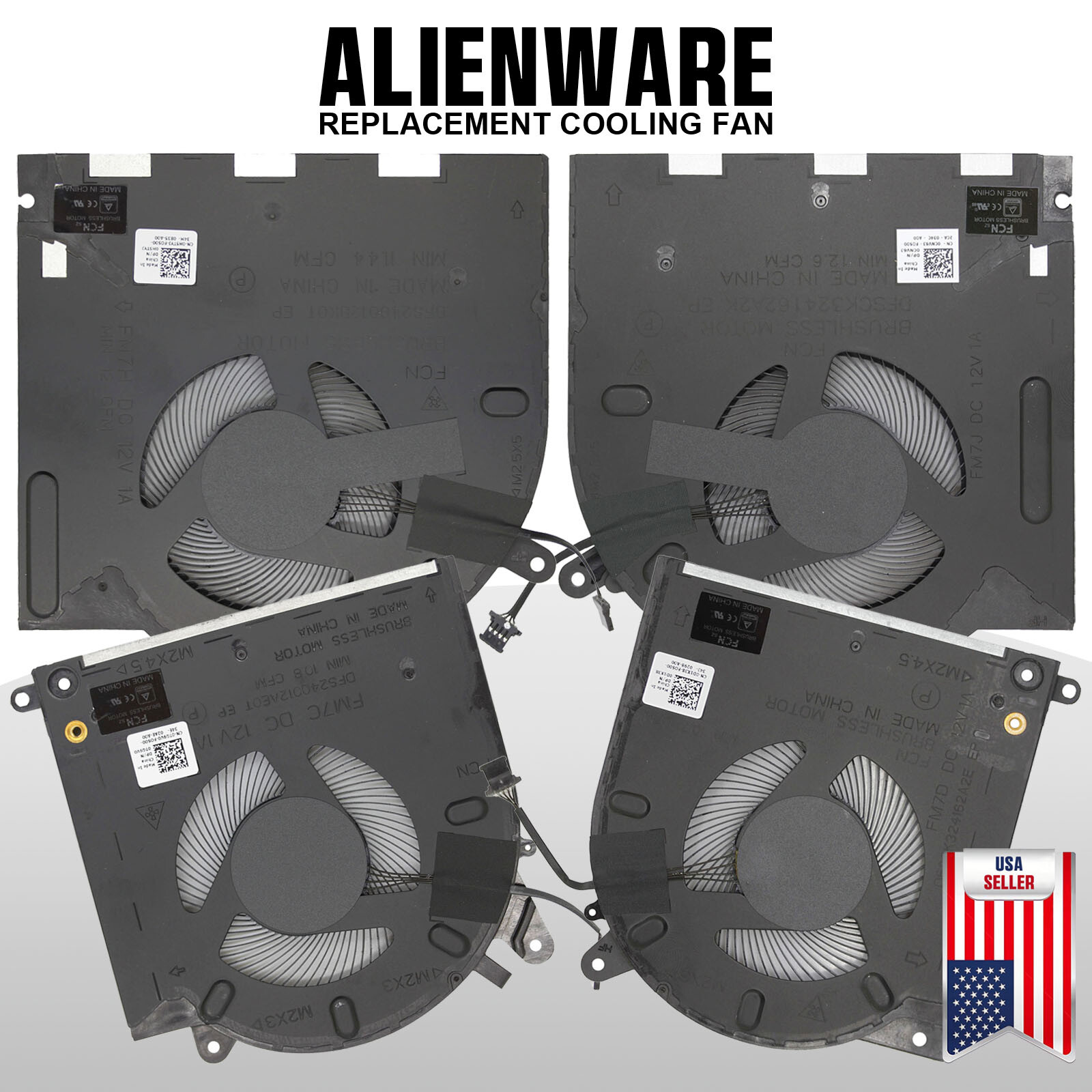 1 Pair OEM CPU + GPU Cooling Fan Replace For DELL Alienware M15 M17 R3 R4 Laptop
