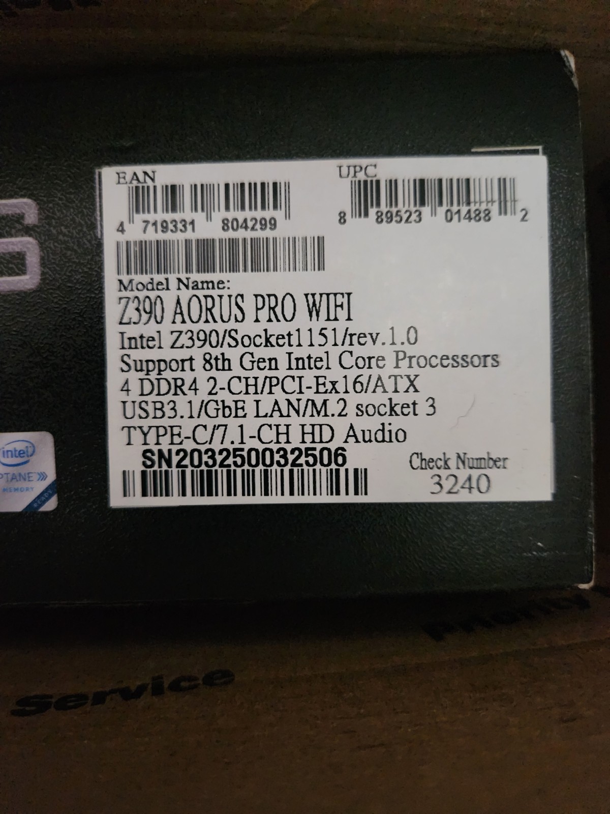 GIGABYTE Z390 AORUS PRO WIFI ATX LGA1151 DDR4 WiFi Gaming Motherboard