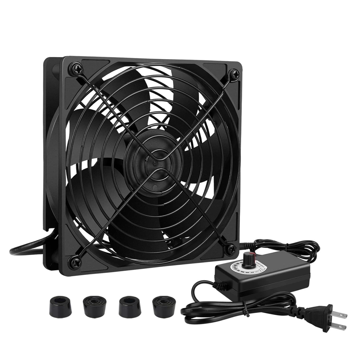 Qirssyn QYN1225BSP1 AC Powered Fan with Variable Speed Controller 3000-RPM Black