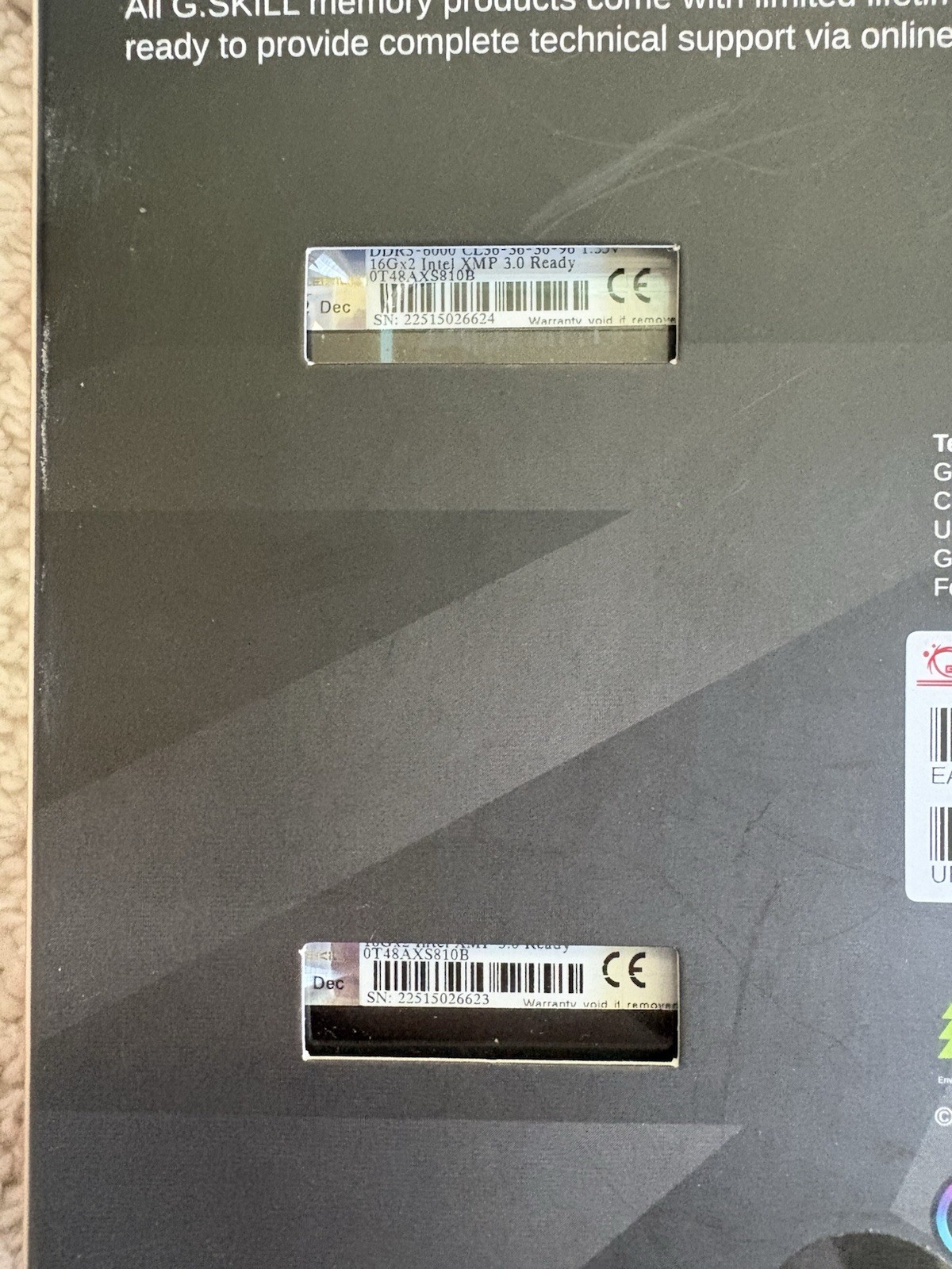 G.SKILL Trident Z5 RGB DDR5-6000 32GB (2x16GB) DIMM Intel XMP Ready