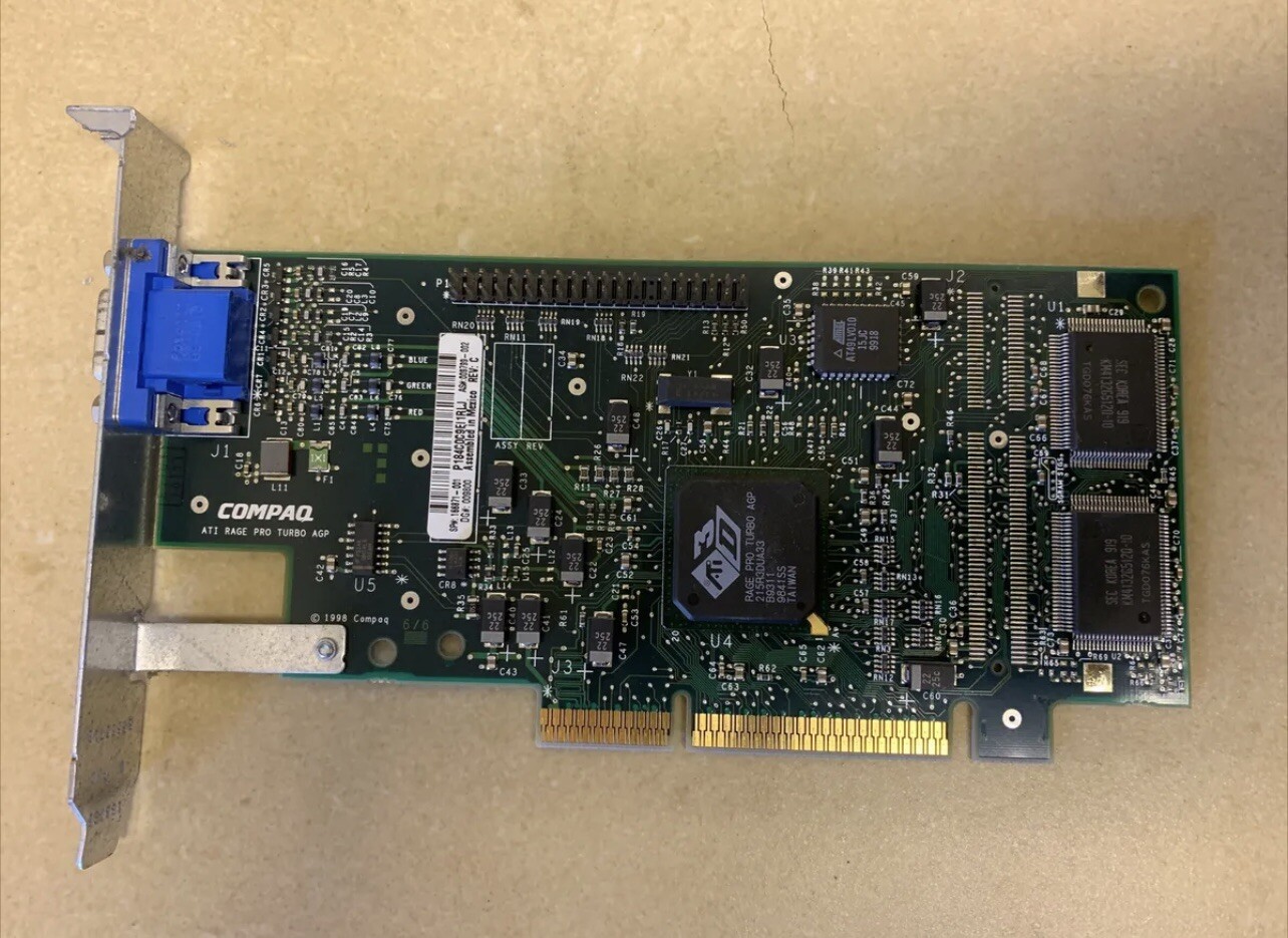 25024 COMPAQ PCB, ATI RAGE PRO TURBO AGP 009801-001 Vintage Video Card