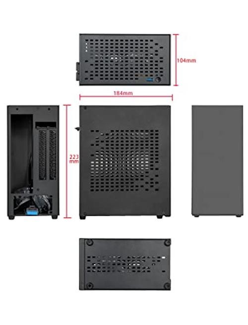 Aluminum Mini ITX Case with PCIe 3.0 Riser, Mini PC Case, SFF Small Form Black
