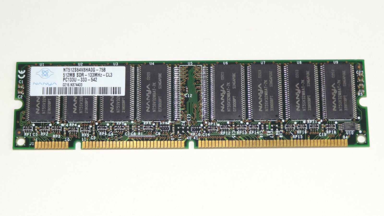 512MB SDRAM PC133 133MHz 168-PIN DIMM MEMORY FOR DESKTOPS NT512S64V8HA0G-75B CL3