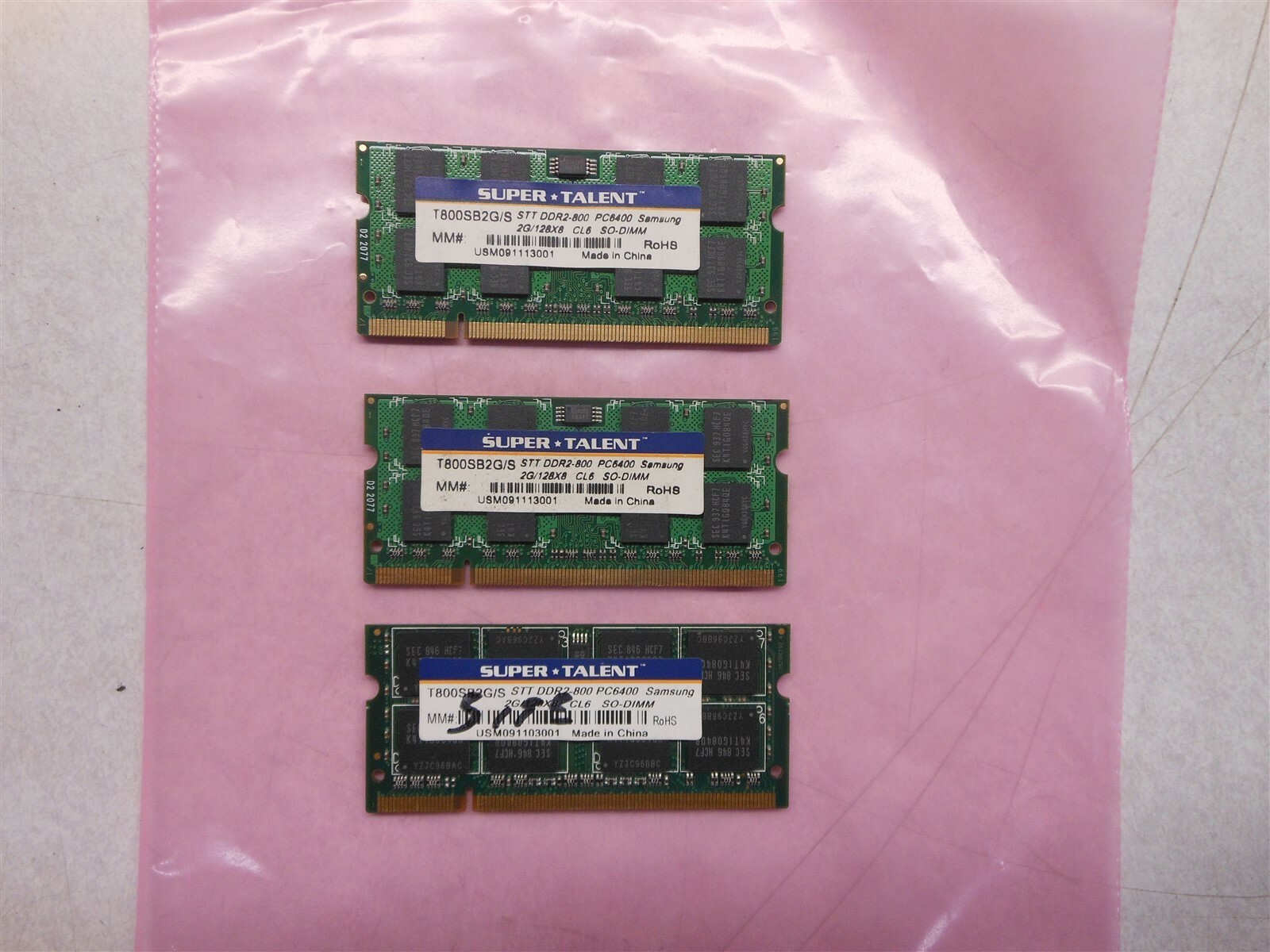SUPER TALENT 2GB T800SB2G/S DDR2-800 PD6400 LOT OF 3
