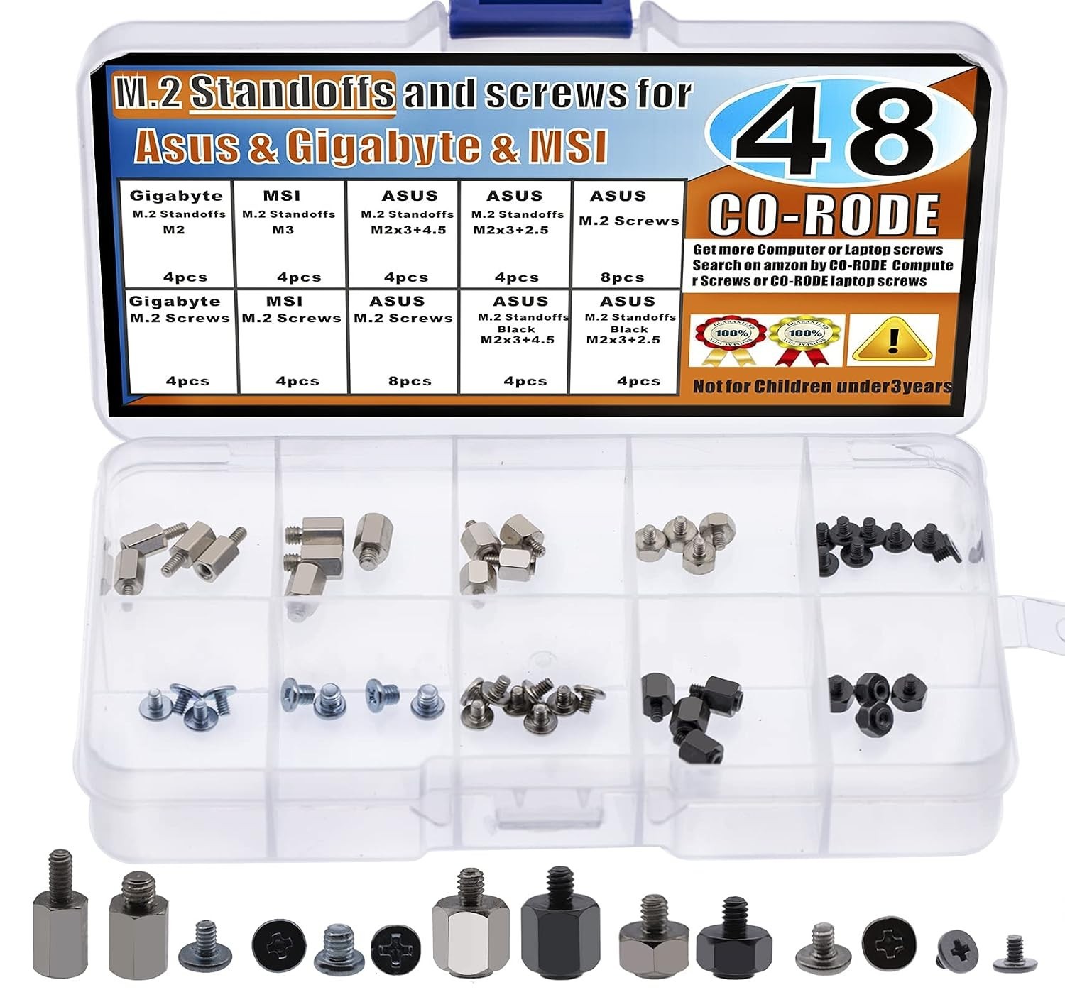 48Pcs M.2 SSD Standoffs and Screws for Asus, Gigabyte, MSI Motherboards ⭐️⭐️⭐️⭐️