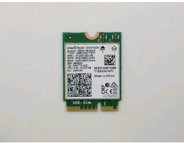 Intel/ Asus AX201 802.11ac 2.4Gbps WiFi Bluetooth 5.2 AX201NGW.NV 01AX798