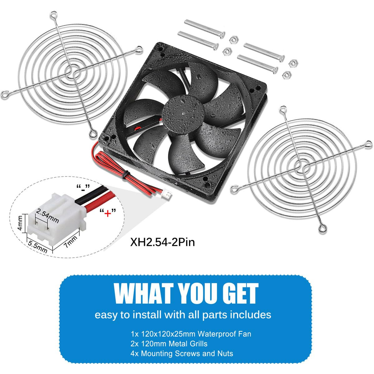 120Mm X 25Mm 12V DC IP67 Waterproof Fan High Speed Dual Ball Bearing Br