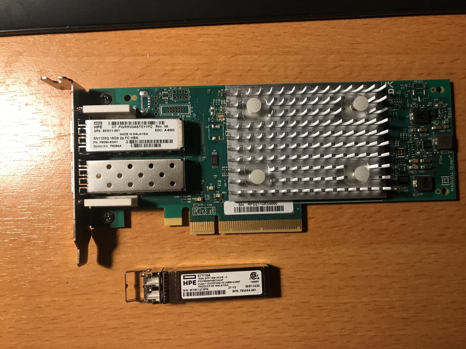 HPE QLE2692-HP P9D94A SN1100Q 16Gb 2P Dual Port FC HBA 853011-001 with 1- E7Y10A