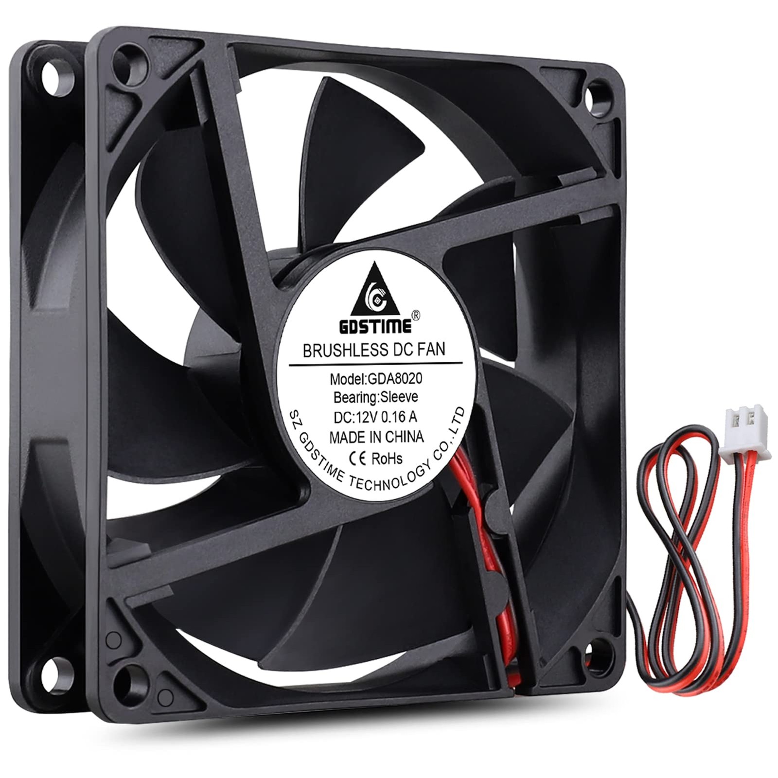 GDSTIME 80mm x 20mm 8020 12V DC Brushless PC Case Cooling Fan 2Pin 80x80x20mm