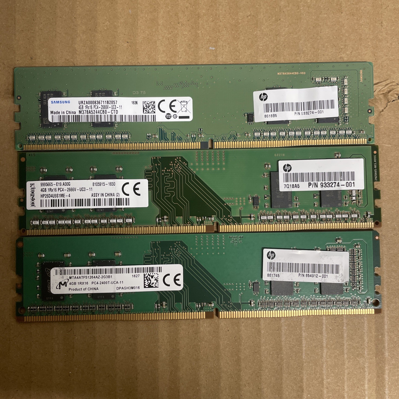 QTY 3 – 4GB PC4 RAM – Mixed