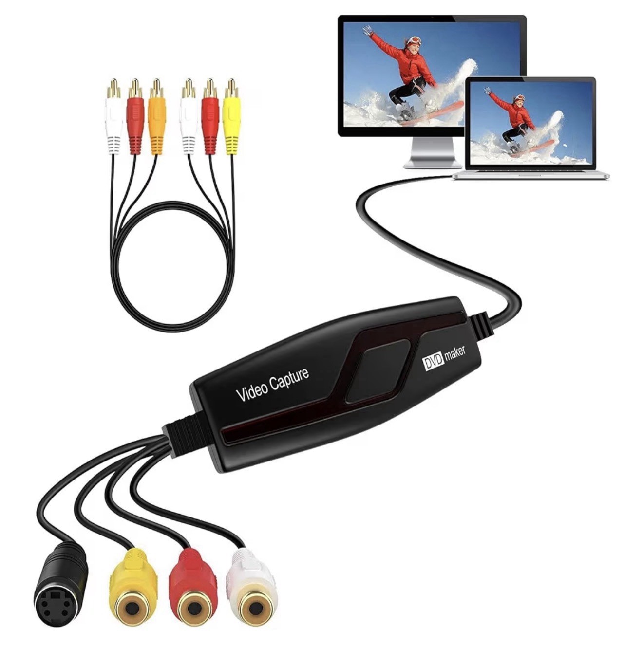 VHS to Digital Converter,Video Capture Card Device,VHS VCR Hi8 Mini DV to Mac…