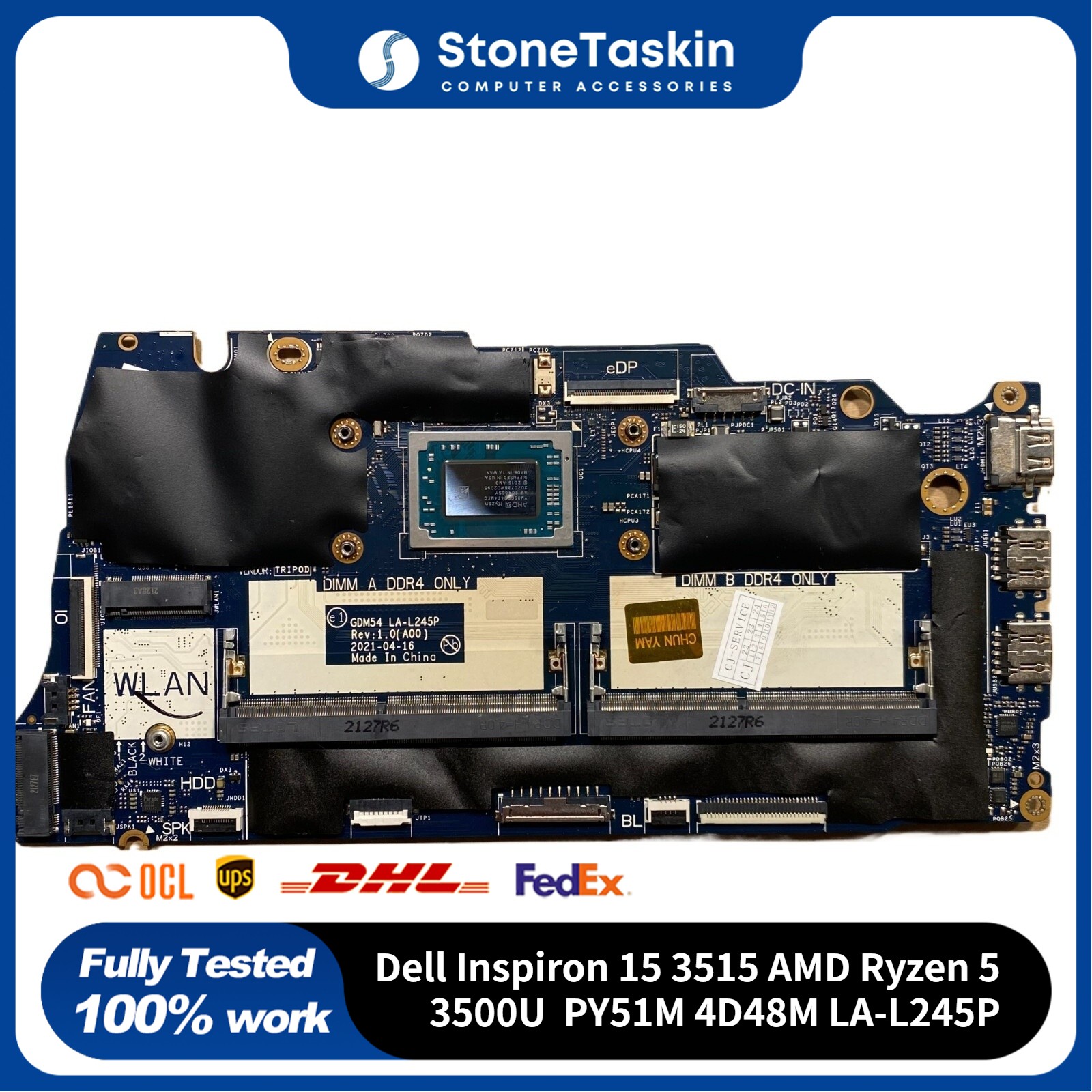For Dell Inspiron 15 3515 AMD Ryzen 5 3500U Motherboard PY51M 4D48M LA-L245P