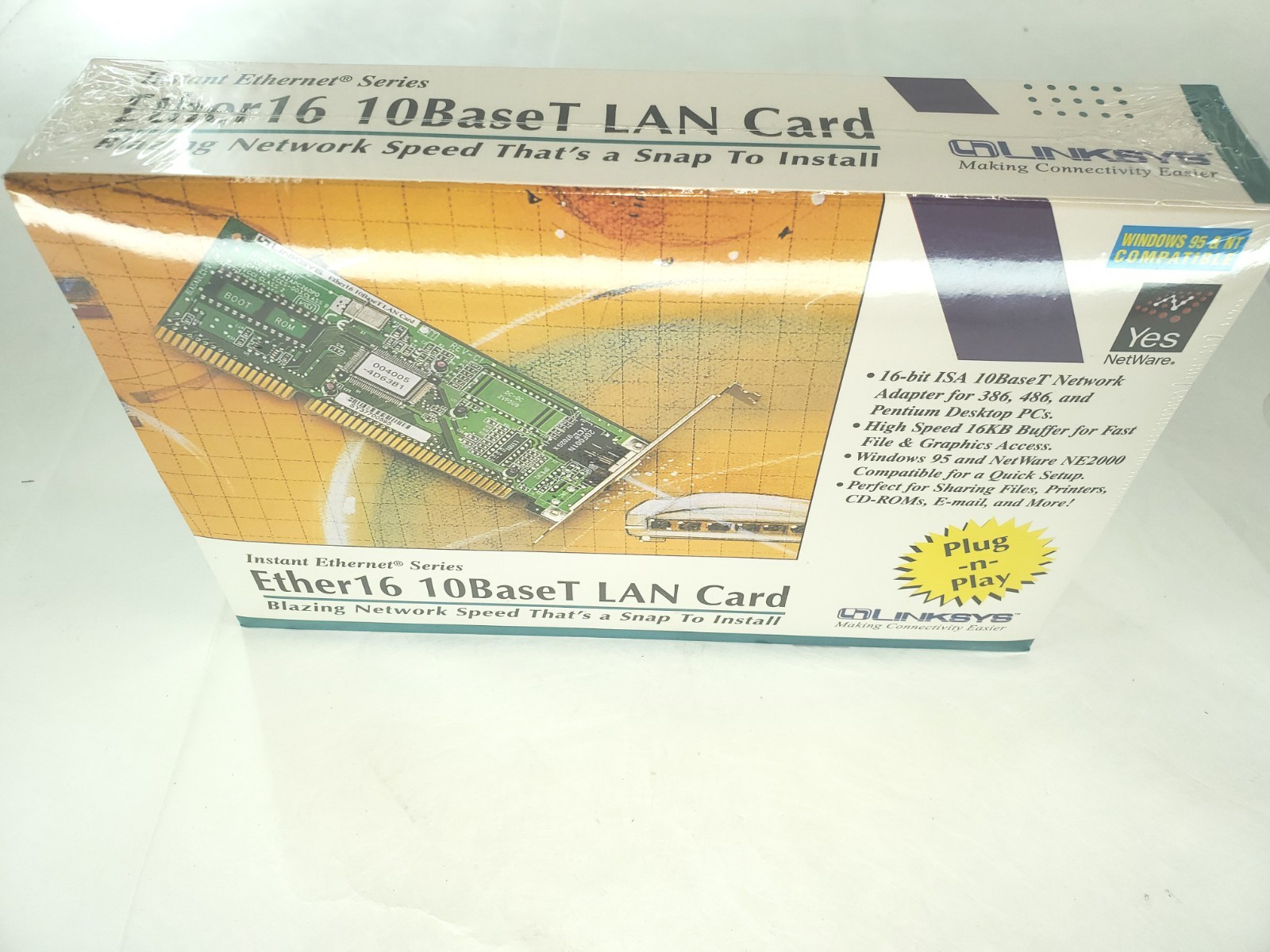 Linksys ISA NE2000 LNE2000T ETHER16 ethernet lan card NEW FACTORY BOX 10BT RJ45