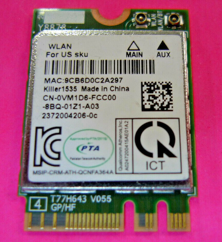 Dell XPS 15 9560 Killer N1535 Dual Band WLAN WiFi & Bluetooth 4.0 (A03) VM1D6