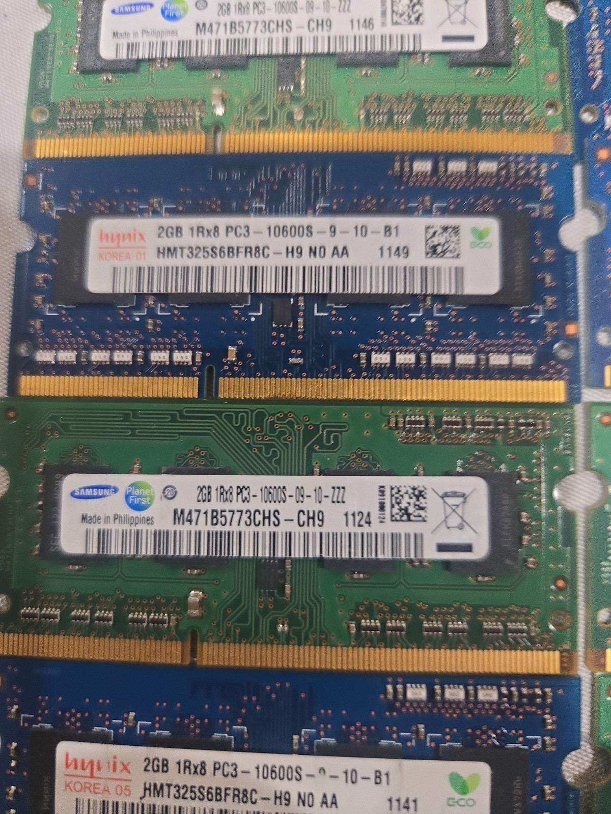Lot Of 19x 2GB DDR3 Laptop RAM SO-DIMM PC3-10600S PC3-12800S Samsung Hynix 38GB