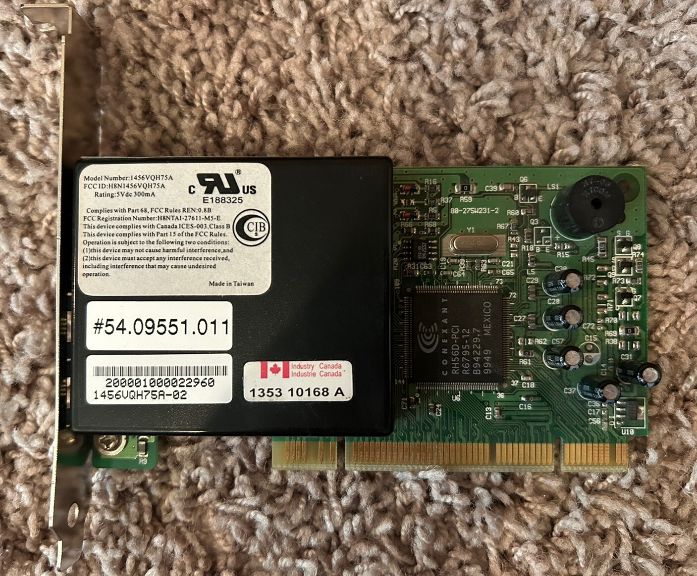 Fax/Modem Askey Computer Corp Card 1456VQH75A cRUus 56K PCIe