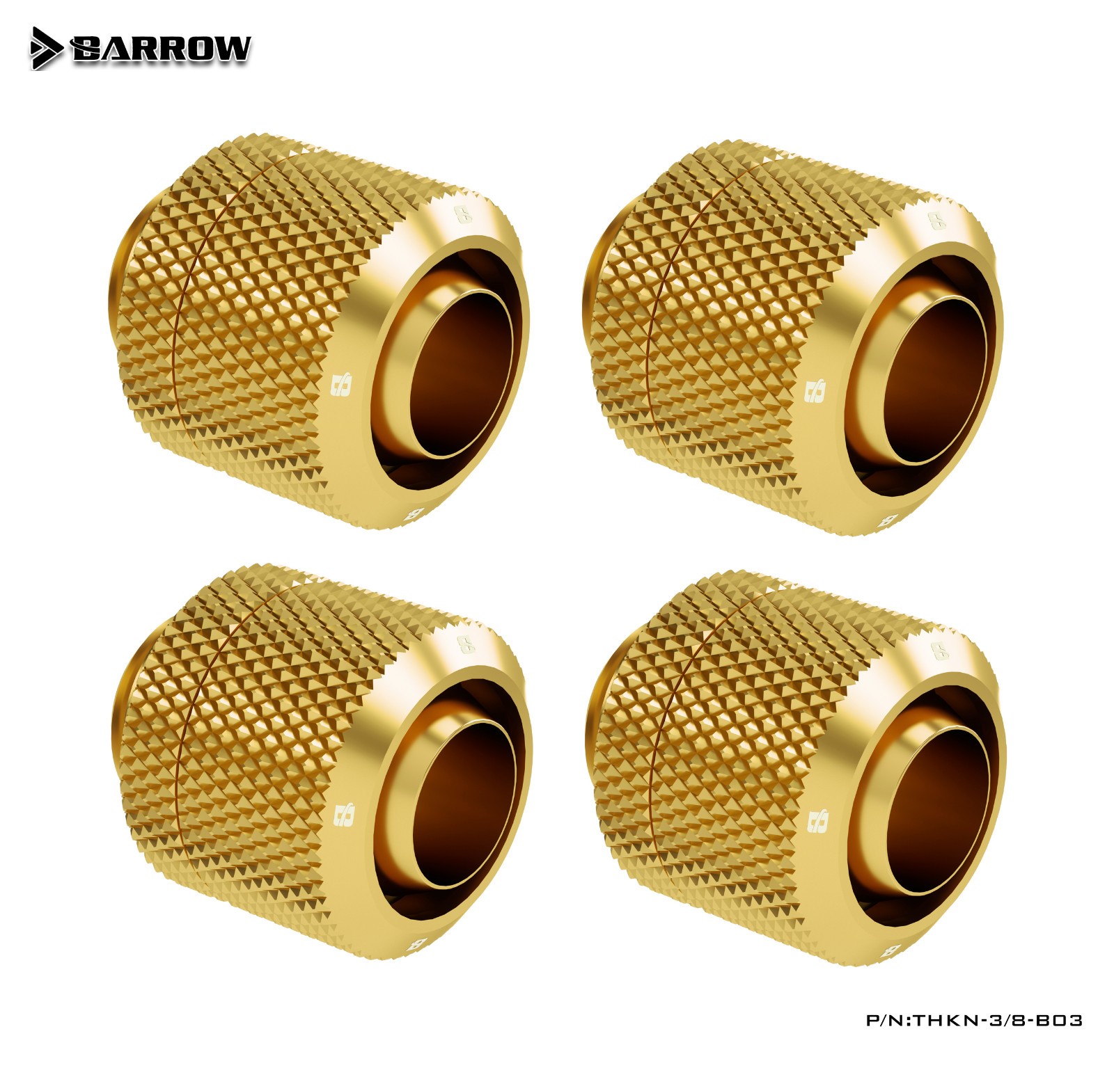 Barrow G1/4″ 3/8″ ID, 1/2″ OD 10/13mm Compression Fitting for Soft Tubing Gold