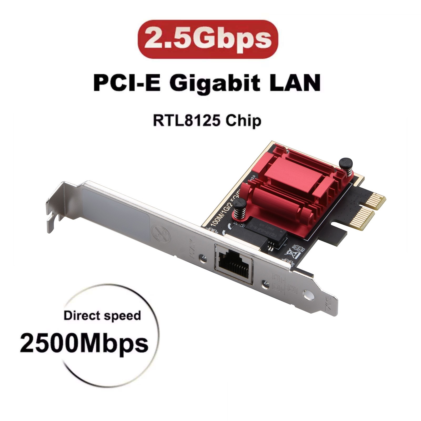 2.5G Gigabit Ethernet Adapter RJ45 RTL8125 PCI-E Gaming Network Card For Windows