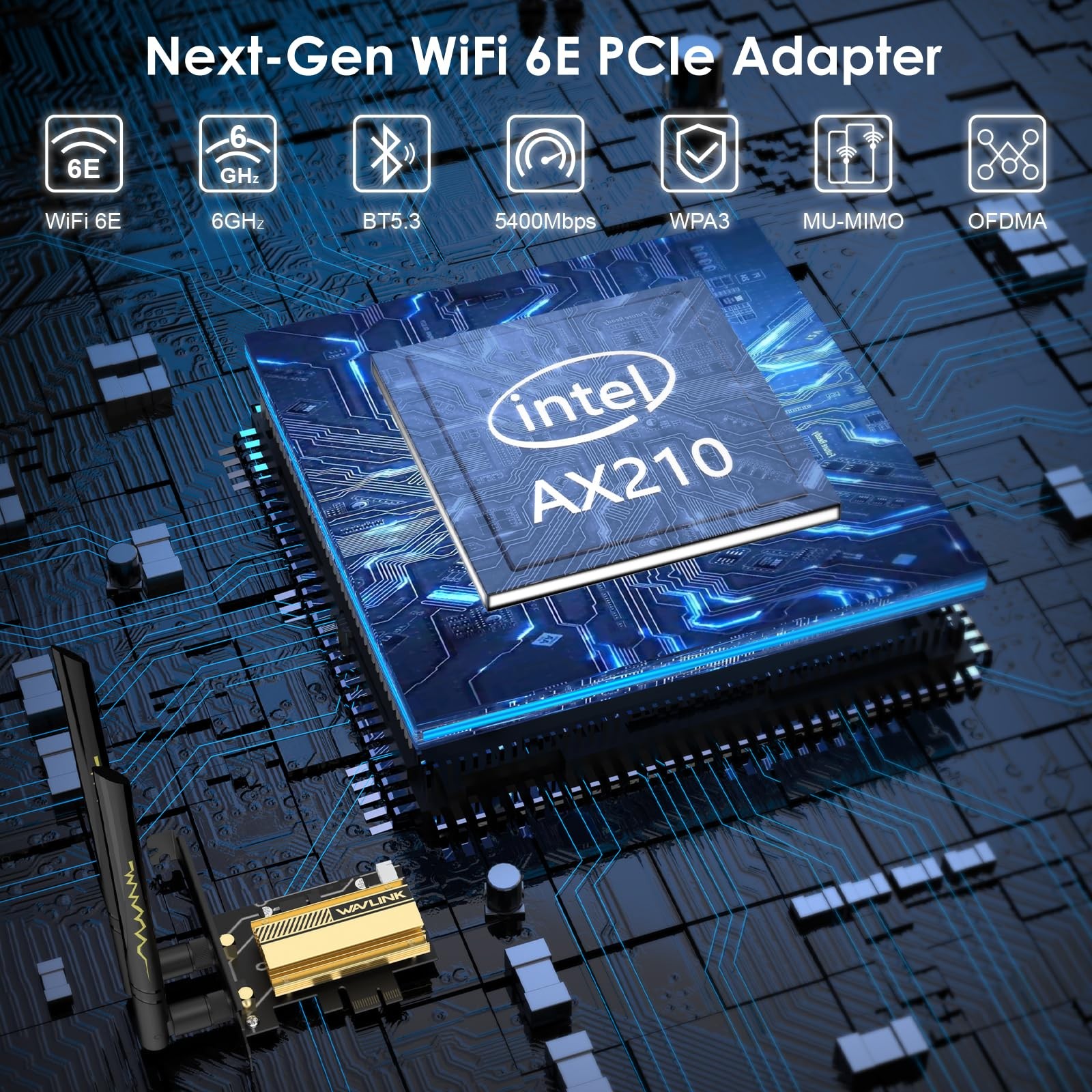 WAVLINK WiFi 6E PCIe AX5400M Card, 2024 Network Card Tri-Band AX210…