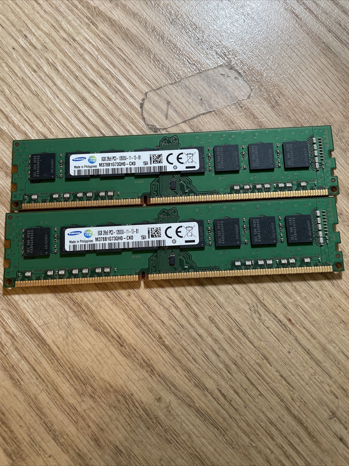 Lot of 2 8GB Module DDR3 1600MHz Samsung M378B1G73QH0-CK0 12800 NON-ECC Memory