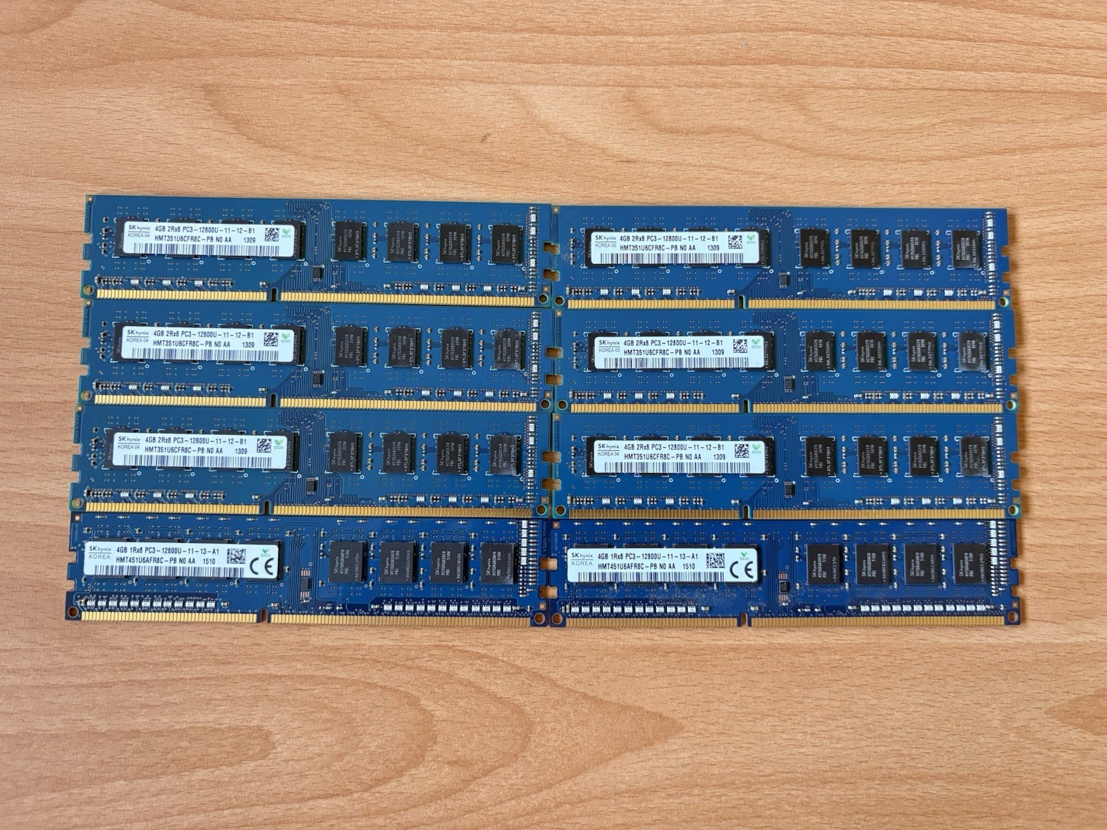 (8x) SK Hynix RAM Memory 8 X 4GB 1Rx8 / 2Rx8 PC3-12800U-11-12/13-A1/B1 DDR SRAM