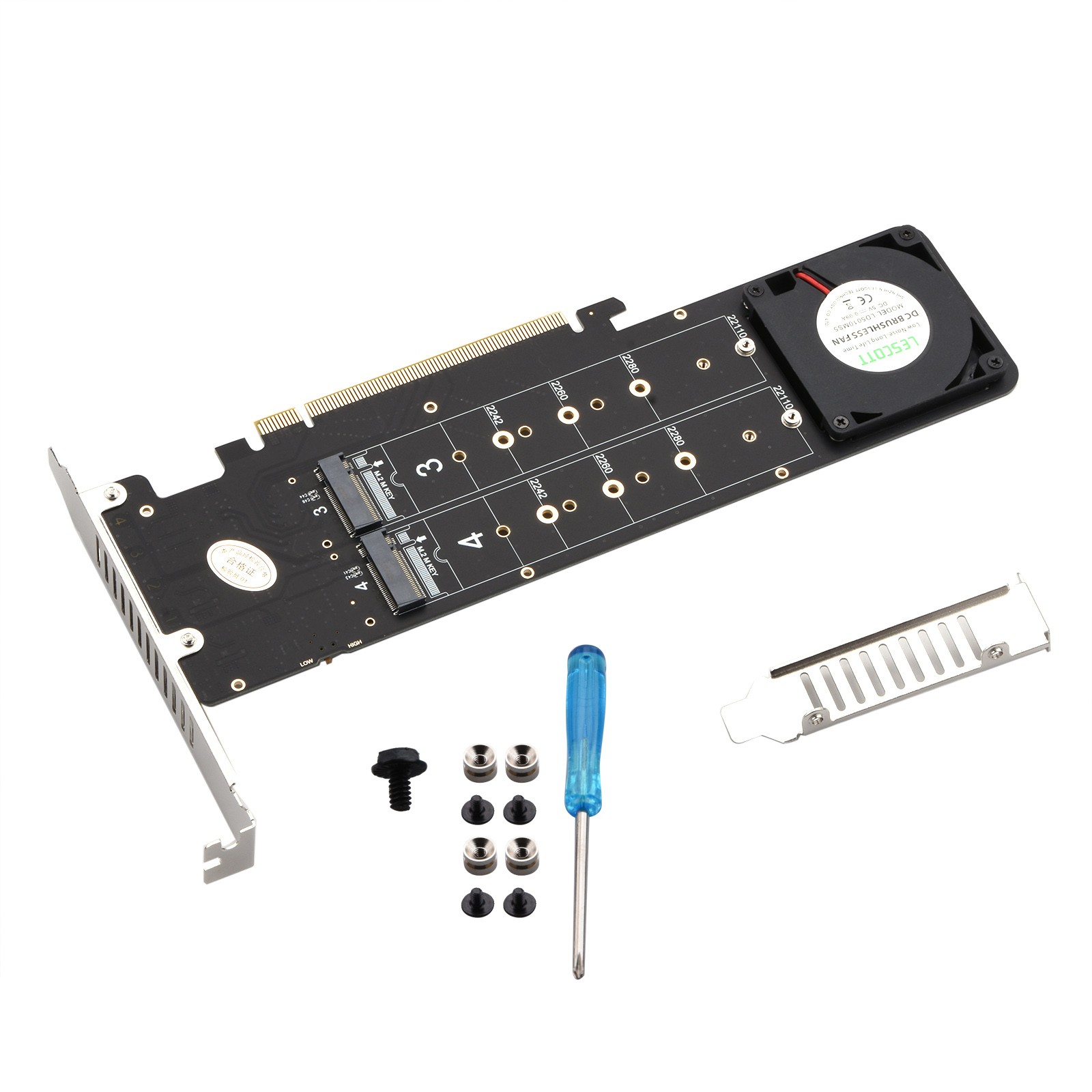 New SSD Expansion Split Card PH44 PLUS Supports 4 Nvme M.2 RAID 0 Mode 225x70mm
