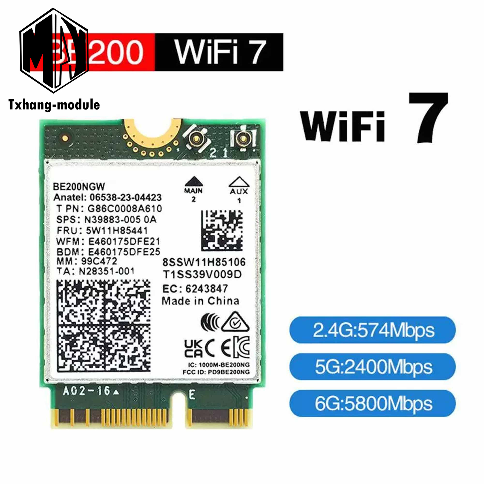 WiFi 7 Intel BE200NGW M.2 NGFF WiFi Card Tri Band 802.11be BT5.4 Network Adapter